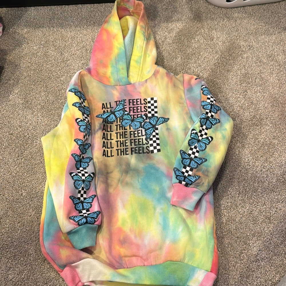 Girls tie die hoodie